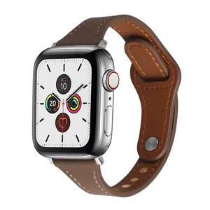 Leather strap for Apple Watch replacement brown leather band fashion minimalist watch accessory