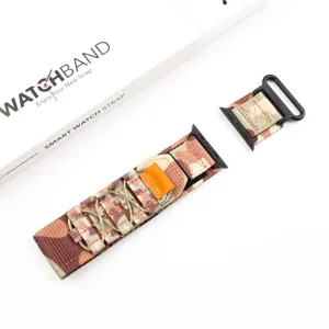 Bracelet de montre en nylon tressé style alpine loop compatible avec Apple Watch ultra, camouflage.