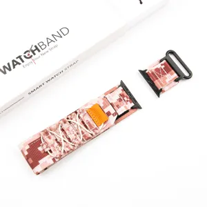 Bracelet de montre de rechange tissé en nylon camouflage compatible Apple Watch Ultra.