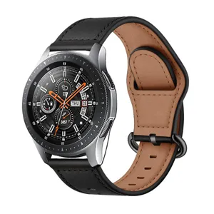 Klassisches Lederuhrenarmband für Smartwatches mit schwarzem und braunem Doppelschicht-Design.