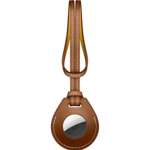 Premium leather loop keyring protective case designed for Apple AirTag tracking device accessories.