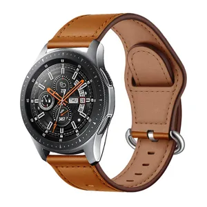 Premium braunes Leder Smartwatch Armband Ersatz 20mm 22mm kompatibles design elegant.