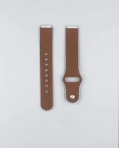 Correa de reloj de repuesto de cuero genuino marron con costuras finas y hebilla.