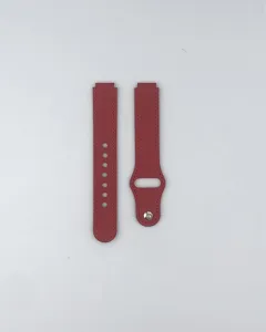 Correa de repuesto de cuero genuino rojo para reloj inteligente con hebilla y costuras.