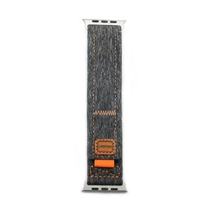 Bracelet de montre en tissu denim de rechange compatible Apple Watch, design tissé chic.