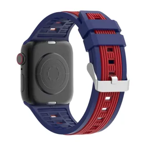 Dual color silicone watch strap replacement band compatible with smart watch accessories.
