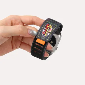 Graffiti denim velcro watch band replacement strap for smart watch, durable and stylish.