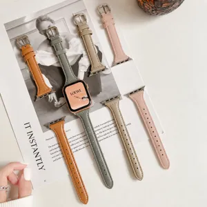 Women Genuine Leather Smartwatch Strap Slim Waist Replacement Watch Band For Various Smartwatch Series Accessories