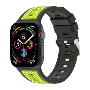 Silicone watch strap dual-color vertical stripe replacement band for smart watch detail.