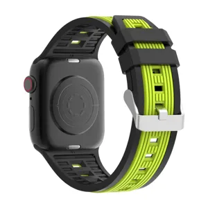 Silicone watch strap compatible with Apple watch, double-sided vertical stripe, durable and stylish.