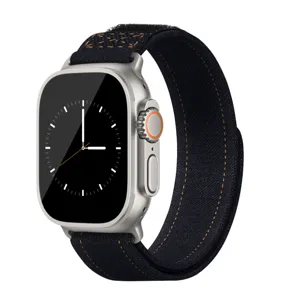 Bracelet de montre tissé en denim de rechange compatible avec apple watch ultra série 8 9 7 confortable