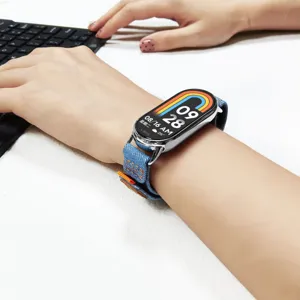 Jeans Klettverschluss Ersatz Smartwatch Armband kompatibel mit Xiaomi Band 8 9 Sport Stil