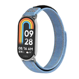 Blaues Jeans-Klettverschluss-Ersatzarmband für Smart-Fitness-Tracker, Freizeit-Sport-Stil.