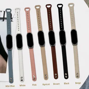 Cinturino di ricambio in pelle per Xiaomi Mi Band, sottile doppio perno multicolore.