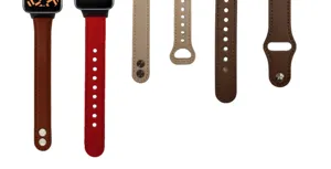 Leather replacement strap for Xiaomi Smart Band 7 Pro, multiple colors and metal stud designs.