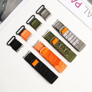 Nylon braided watch band for outdoor sports, durable replacement strap with metal buckle.