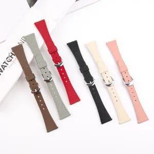 Replacement leather watch straps set, lychee pattern design with silver buckle, multi-color.