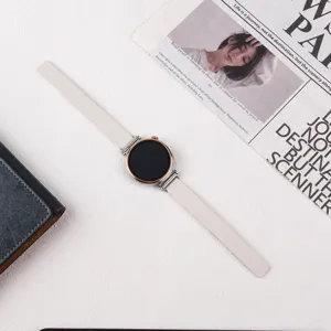 Minimalist leather smart watch replacement strap with magnetic clasp for daily wear and styling.