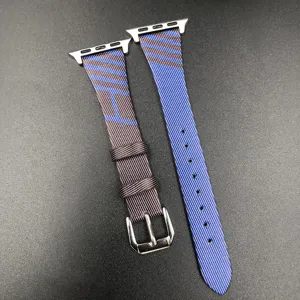 Replacement strap compatible with Apple Watch, featuring a slim waist design with metal adapters.