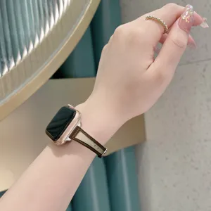 Leather canvas watch strap compatible with Apple Watch, stylish and comfortable accessory.