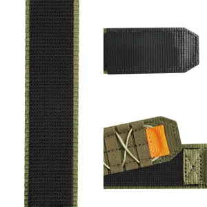 Detailed view of durable woven nylon watch band with secure hook-and-loop fastener design.