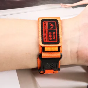 Orange nylon watch band outdoor replacement strap compatible with smart watch wearable accessory.
