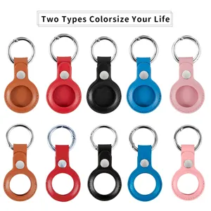 Leather protective case and keychain for AirTag, featuring two styles and multiple vibrant colors.