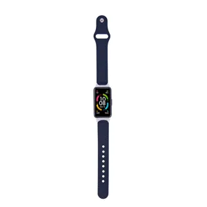Cinturino per smartwatch in vera pelle blu scuro con connettore in metallo per fitness tracker.