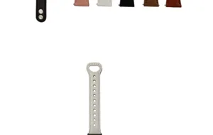 Replacement leather watch strap for smart band, solid color band with metal snap buttons.