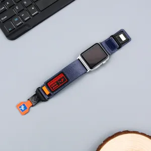 Nylon watch strap with magnetic buckle compatible with smart watch outdoor sports style grey