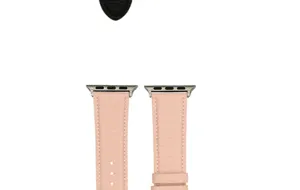 Bracelet de montre en cuir rose de rechange avec connecteur en métal pour montre