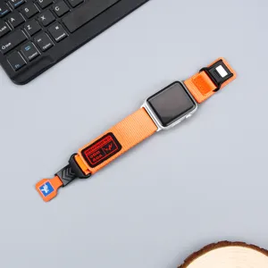 Replacement orange nylon watch strap with magnetic buckle for Apple Watch Ultra