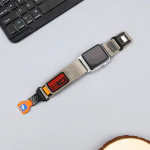 Outdoor nylon watch strap with magnetic buckle detail, compatible with smart watch.