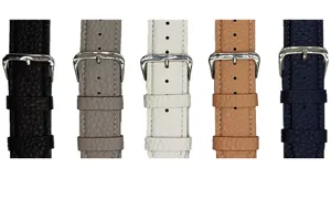 Bracelet de montre en cuir de rechange compatible Apple Watch en plusieurs coloris élégants.