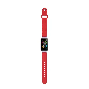Comodo cinturino di ricambio in vera pelle rossa con connettori metallici per smartwatch.