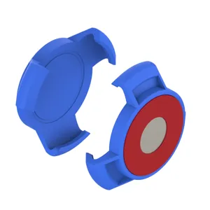 Magnetic silicone protective case for Apple AirTag, blue color with secure magnetic ring design.