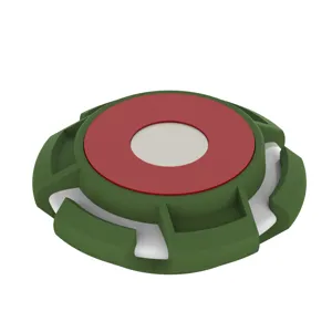 Detailed view of the magnetic protective case showing the durable green and red layered structure.