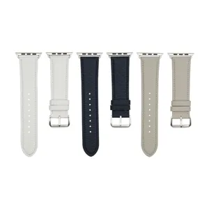 Bracelet de Montre en Cuir de Remplacement Motif Litchi Compatible Avec Apple Watch Series Ultra Hommes Femmes Accessoires