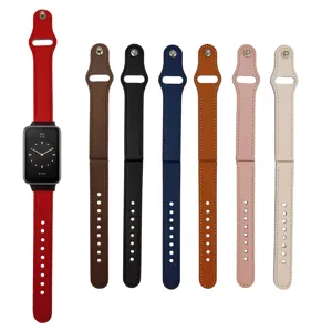 Solid Color Leather Replacement Watch Band Single And Double Pin Buckle Fashion Smart Watch Strap Accessory