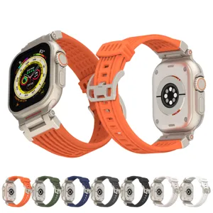 Silicone Watch Band With Metal Buckle Hollow Breathable Replacement Wrist Strap For Smartwatch Ultra Series