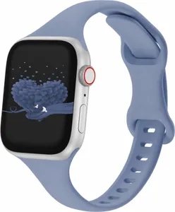 Silicone watch strap replacement band compatible with smart watch, soft waterproof material.