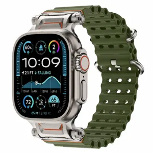 Silicone watch strap with metal connector, breathable multi-hole design for smartwatch style.