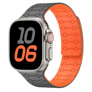 Silicone magnetic watch strap detail view, compatible with Apple Watch Ultra series, dual-color design.