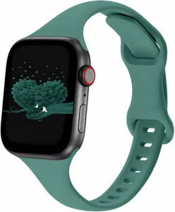 Green silicone watch strap replacement, comfortable soft wristband for smart watch accessories