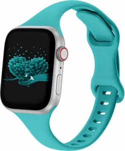 Soft silicone replacement watch strap compatible with Apple Watch solid color band.