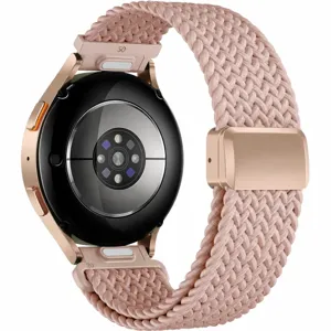 Bracelet de montre de remplacement magnétique en nylon tressé rose pour smartwatchs 20mm 22mm.