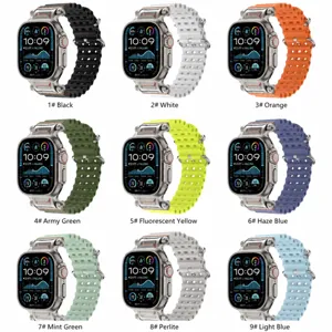 Silicone Ocean Band For Smartwatch Ultra Series 49mm 45mm 44mm 42mm Breathable Sports Replacement Strap Wristwatch Band