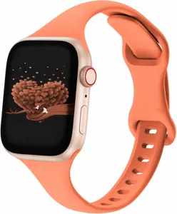 Orange silicone watch strap and case set, compatible design, flexible and durable.