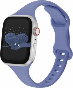 Replacement silicone strap for smart watch, purple breathable band, durable accessory.