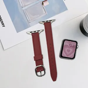 Cinturino in pelle compatibile con Apple Watch elegante cinturino di ricambio da donna rosso